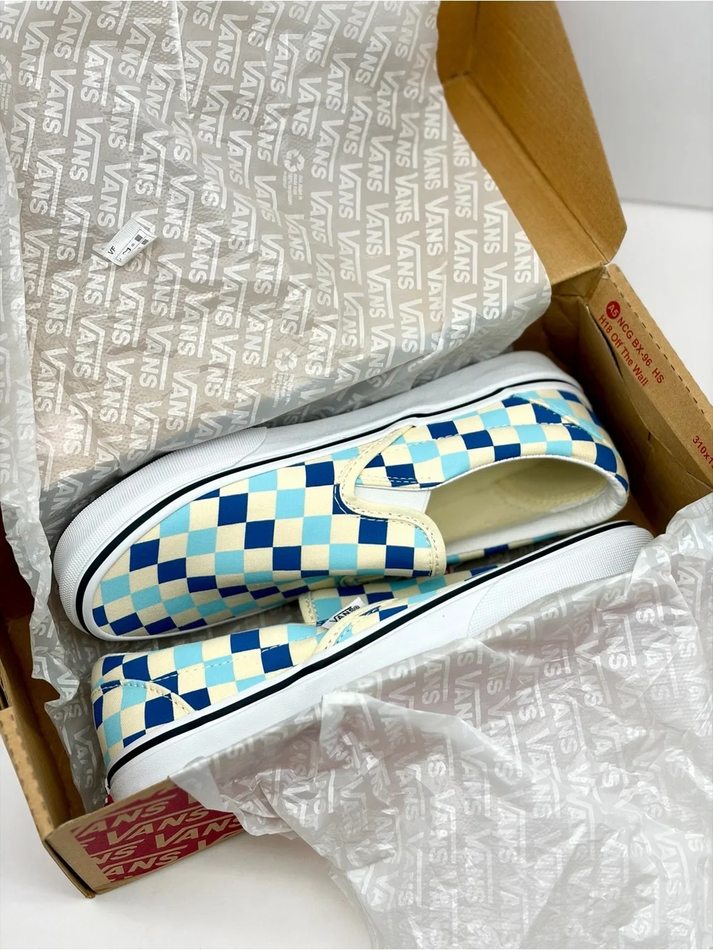 Vans Slip-On Checkerboard Sneakers - Blue & Cream